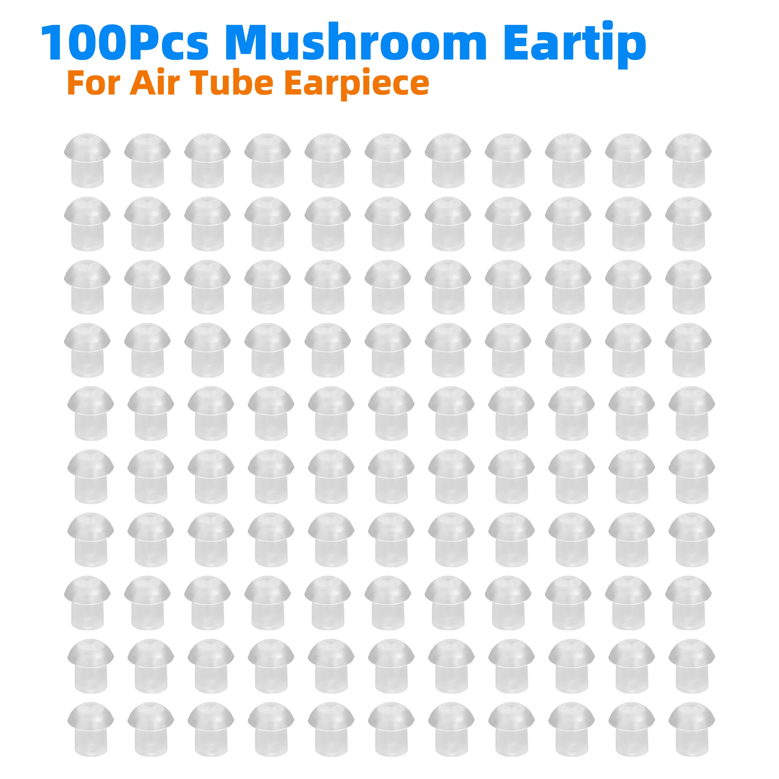 

100pcs Walkie Talkie Acoustic Coil Air Tube Silicone In-Ear Earbuds Mushroom Eartip Ear Bud Replacement Radio Earpiece Headset