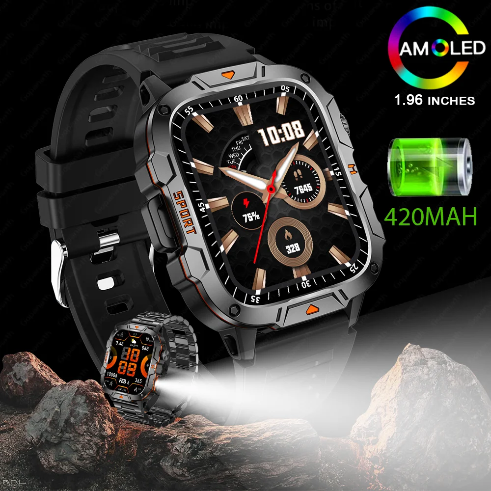 2024 Outdoor Military 3ATM Waterproof Smart Watch Men 420mAh Battery Heart Rate Sports Fitness Watches Bluetooth Call Smartwatch