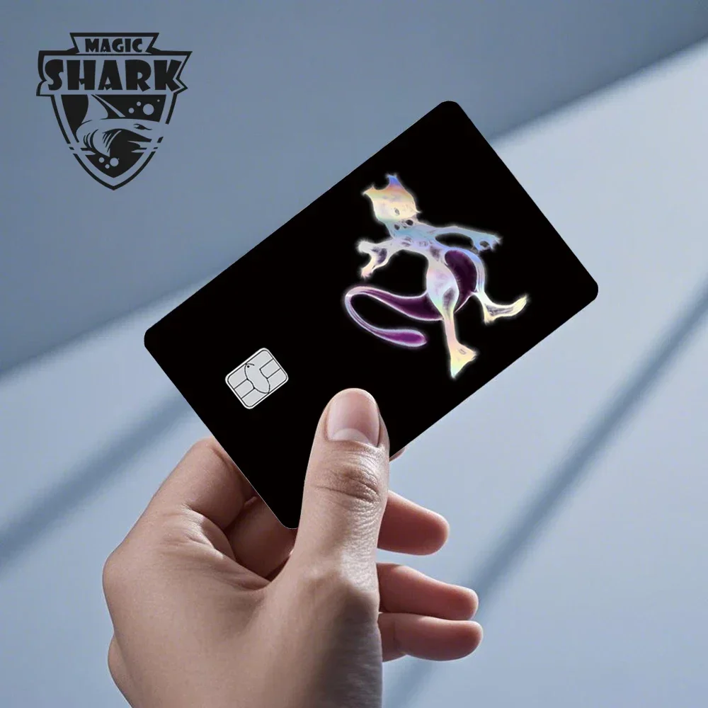 Magic Shark Holographic Laser Mewtwo Snorlax Pikachu Gengar บัตรเครดิต Debit Bank ฟิล์มสติกเกอร์ผิวฝาครอบด้านหน้า
