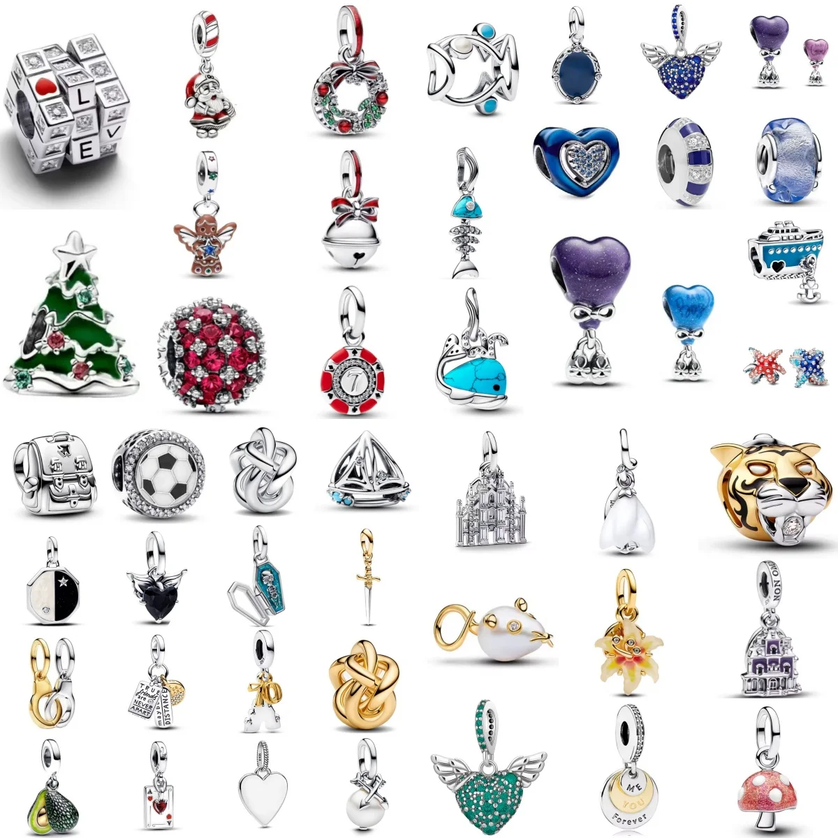 2026 New 925 Charm Backpack Dolphin Cube Avocado Bead Pendant Suitable for Bracelet Women DIY Jewelry Gifts