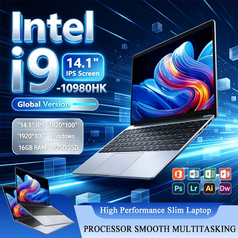 14.1 Inch Gaming Laptop Computer 10980HK 16GB RAM 1TB 2TB SSD PC Gamer Windows 11 Pro Laptops 1920*1080P Office Study PC