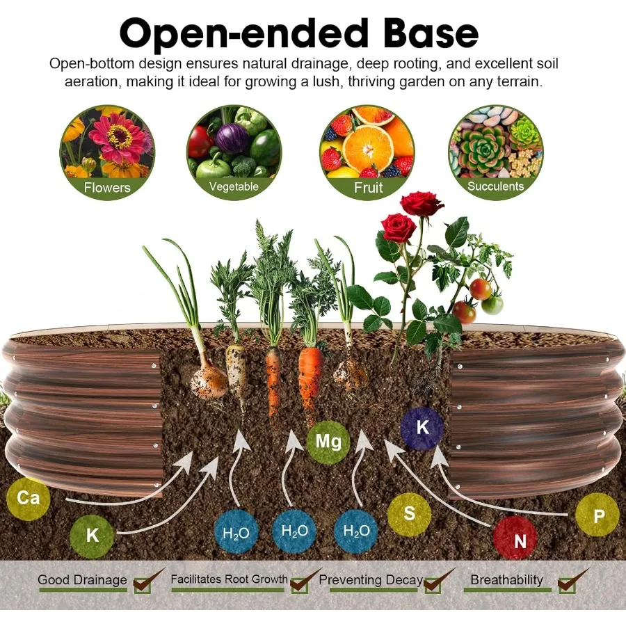 5x3x1ft البيضاوي المجلفن أثار سرير حديقة في الهواء الطلق 9 في 1 صندوق زراعة وحدات معدنية كبيرة أثار سرير لخضروات البستنة Fr