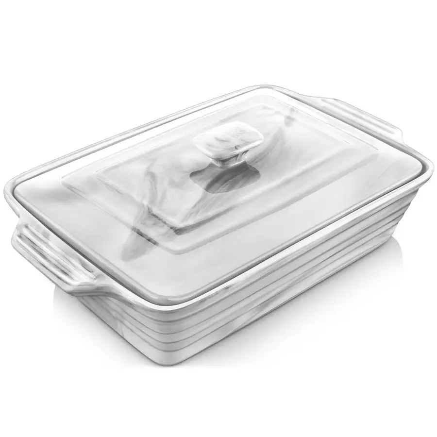 

Large Casserole Dish with Lid, 4.4 Quart Ceramic Baking Dish for Oven, 13 x 9 Lasagna Pan Deep with Lid, Microwave, Dishwasher S