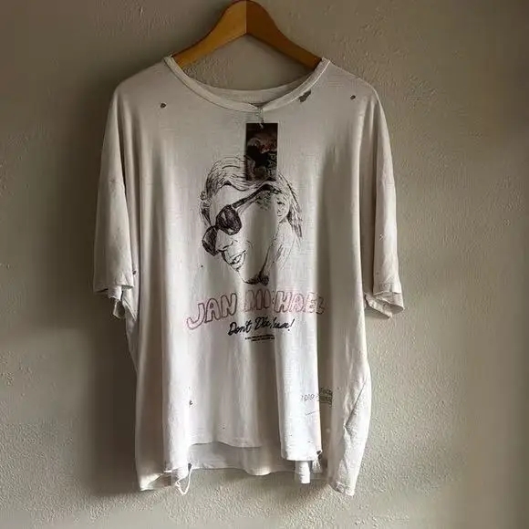 

Футболка R P Holly 26SS Wood Jan Michael Waed Vintage с коротким рукавом, хлопковая, с круглым вырезом, повседневная, для мужчин и женщин