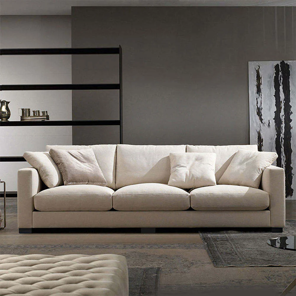 Modern Living Room Sofa Set With Soft Sponge Cushions And Synthetic Leather Upholstery For Family Seating And Home Lounge Use