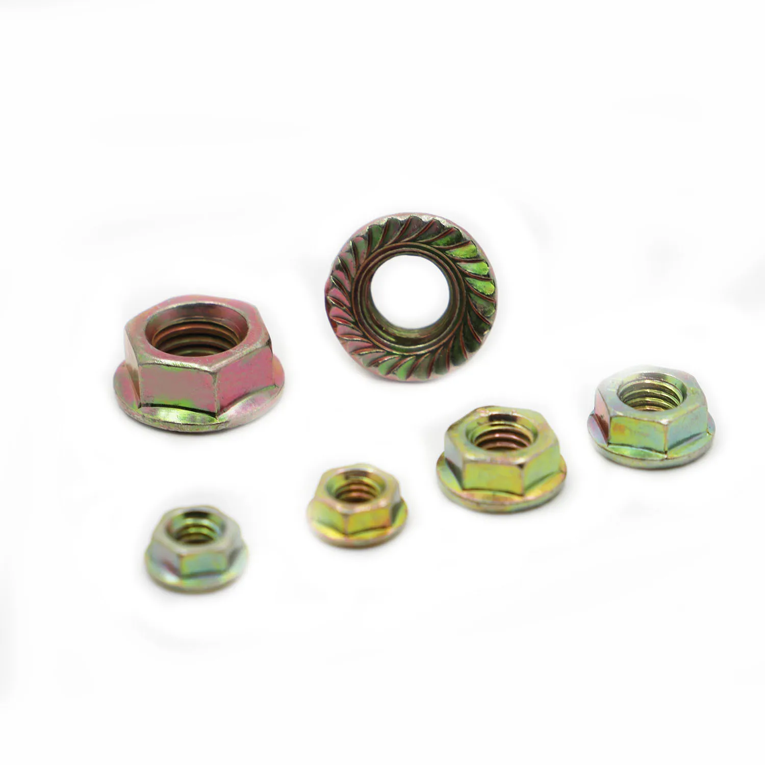 M3 M4 M5 M6 M8 M10 Color Zinc Carbon Steel Hexagon Locking Lock Nut Serrated Spinlock Hex Flange Nuts