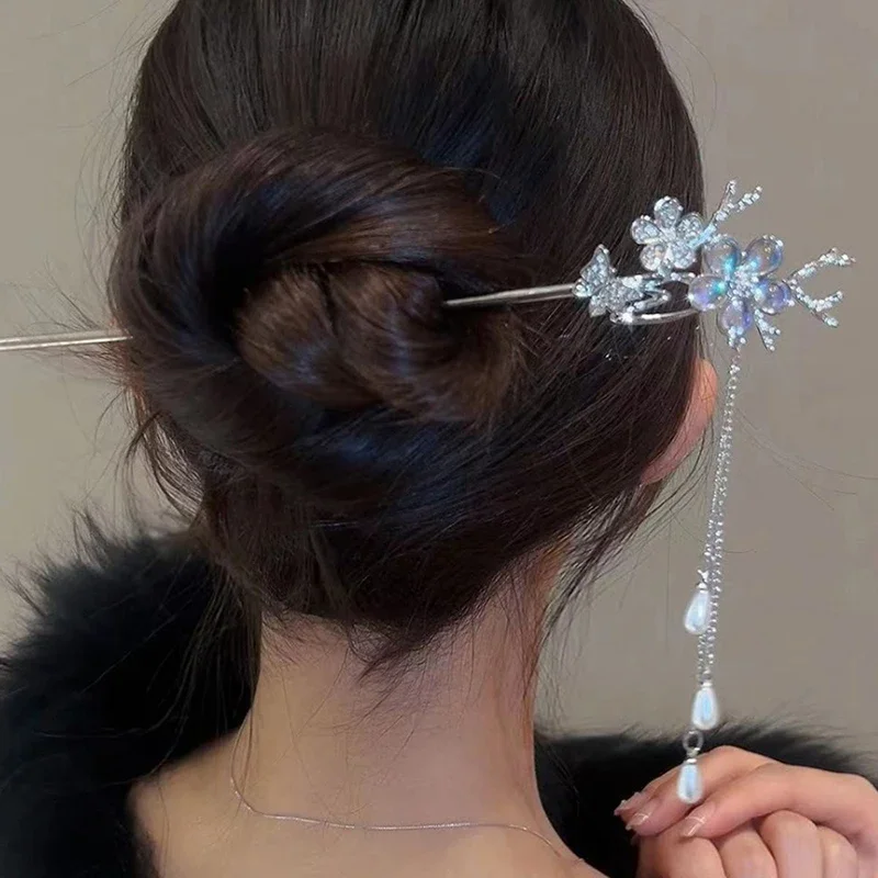 دبابيس شعر على الطراز الصيني العتيق عصي شعر مصنوعة يدويًا للنساء والفتيات شوكة شعر رائعة إكسسوارات شعر متعددة الاستخدامات هدايا #2