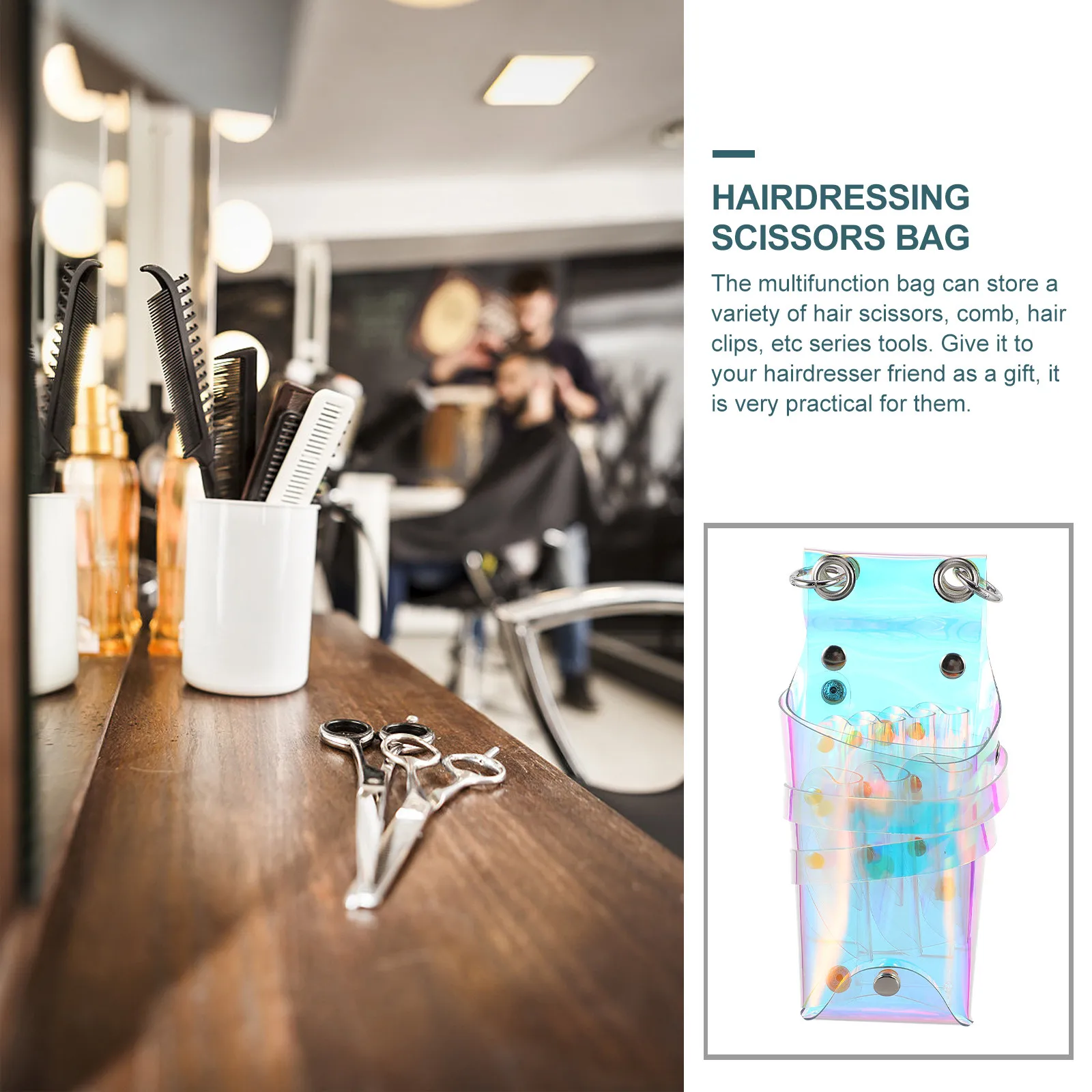 

1Pcs Stylish Tpu Hairdressing Waist Bag Multi Compartment Barber Scissors Pouch Cross Body Tool Organizer for Salon