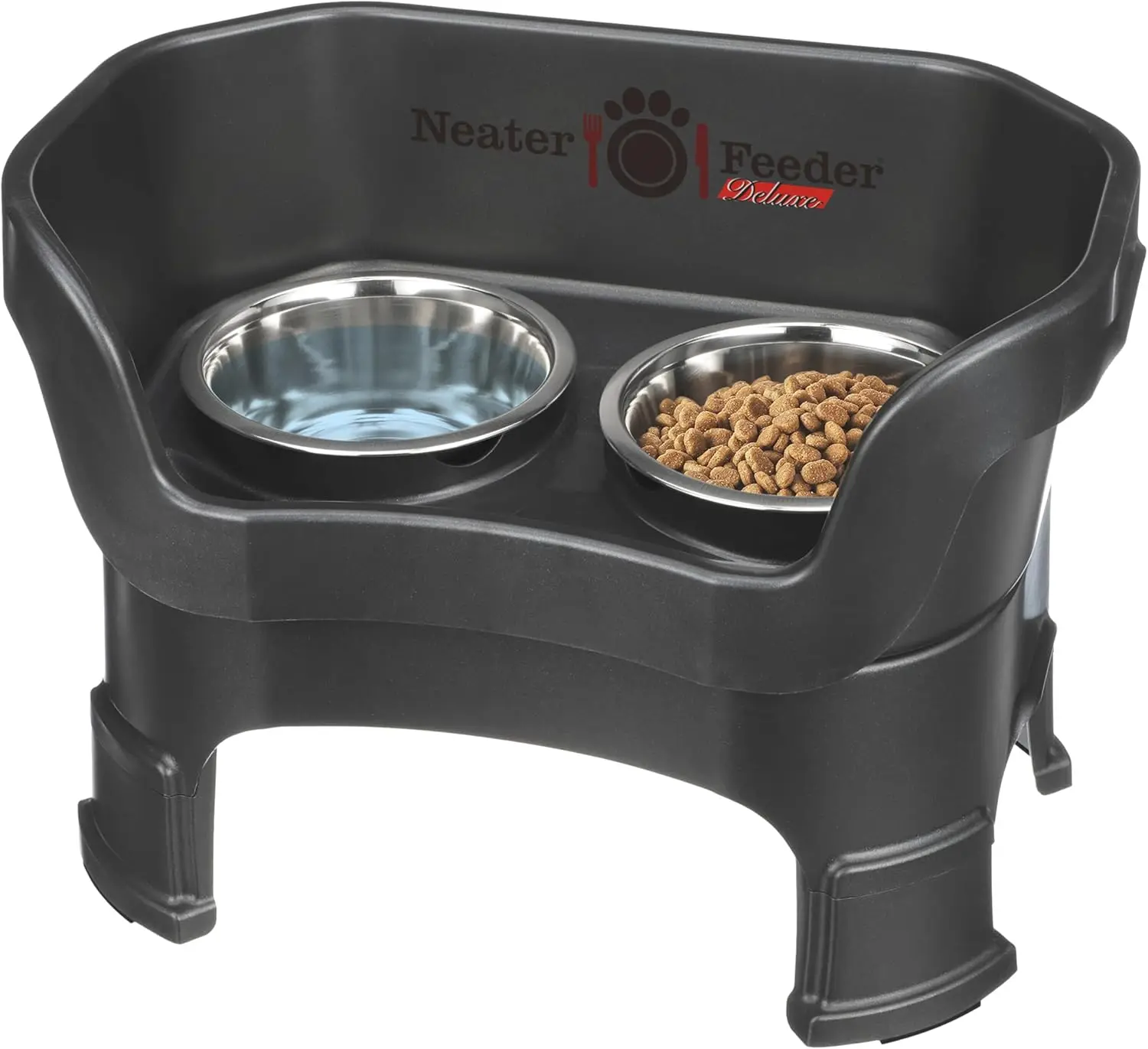 

Elevated No-Spill Dog Bowl Set for Medium Dogs 19-40 lbs, Stainless Steel, Easy Clean, Made in USA
