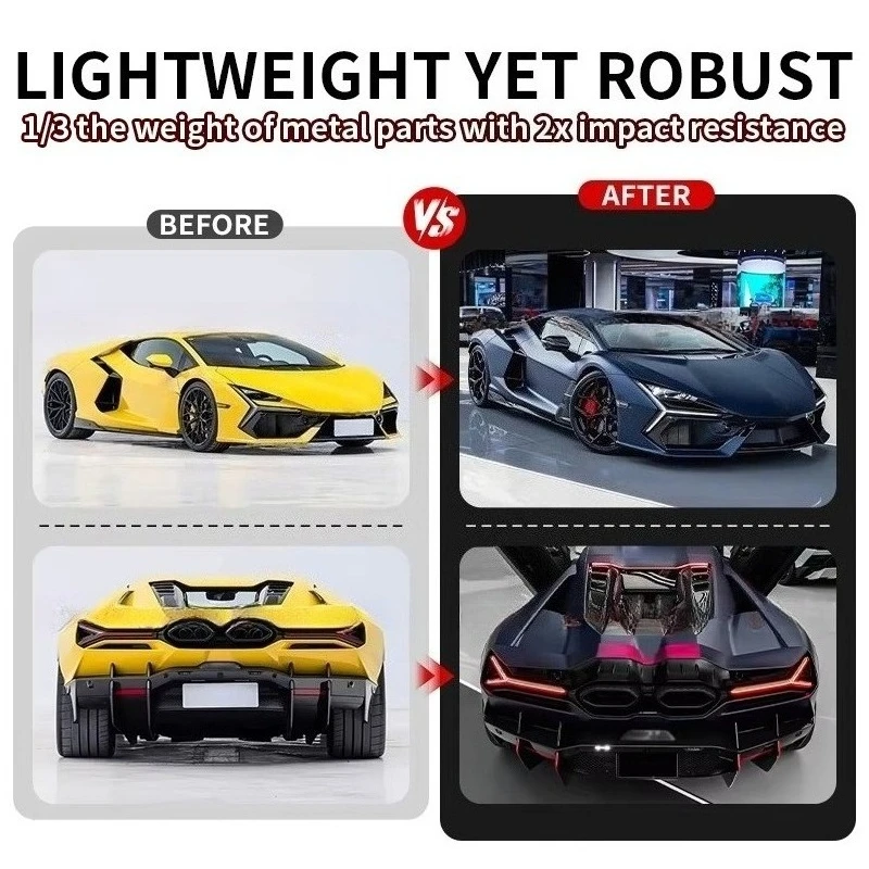 Revuelto Car Body Kit OEM Dry Carbon Fiber Front Rear Diffuser Lip Mirror Cover Side Skirts Tail-hood Car Parts