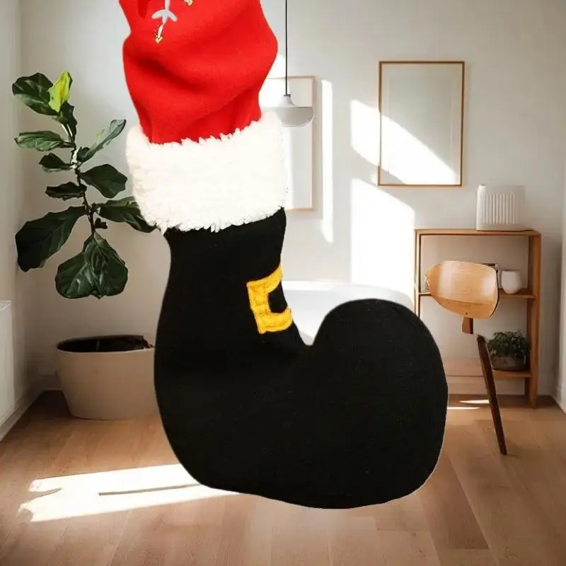 4pcs capas de perna de cadeira de Natal - protetores de pés de móveis com tema de Papai Noel para segurança no chão, mangas decorativas de Natal 2025