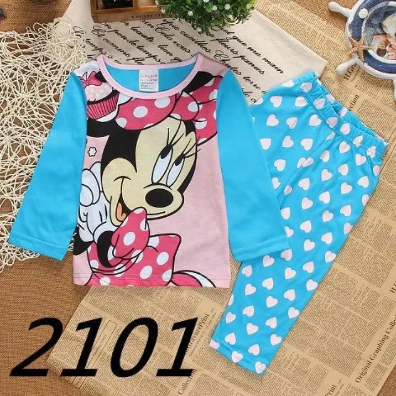 Disney Mickey Minnie Donald Duck animation peripheral cartoon print children's autumn and winter long-sleeved home clothes set