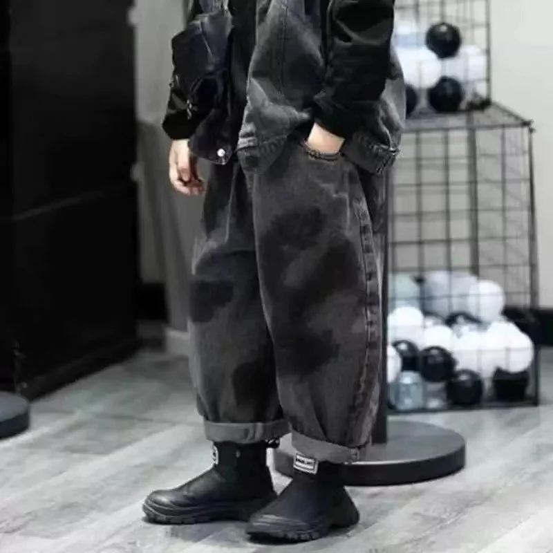 2-9 Yrs Children\'s Clothing 2026 girl Spring Autumn Boys New Korean Retro Sleeveless Denim Vest and Jeans Loose Two-piece Set