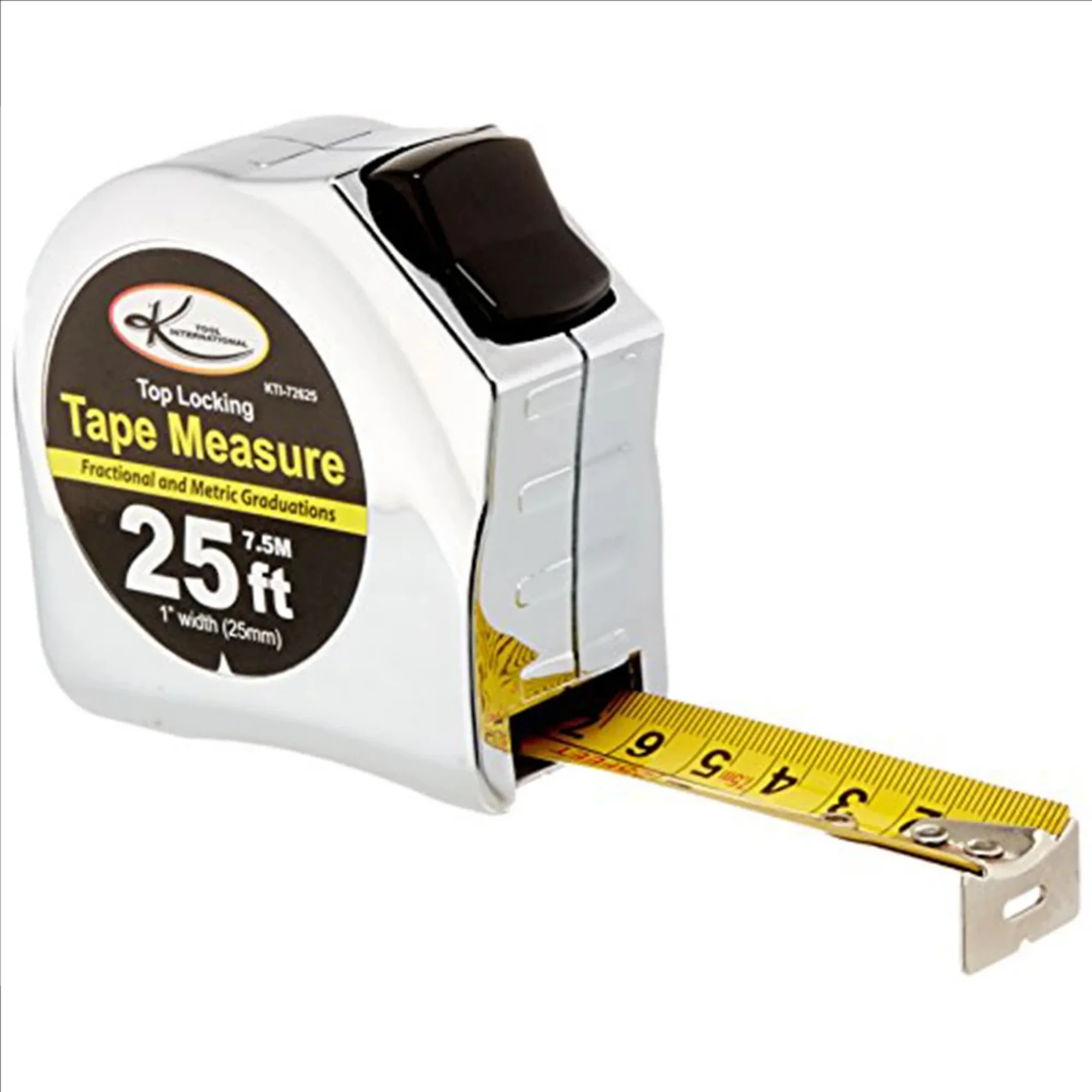 K-Tool 72625 شريط قياس قفل علوي مقاس 1 × 25 بوصة مع علامات SAE والمترية