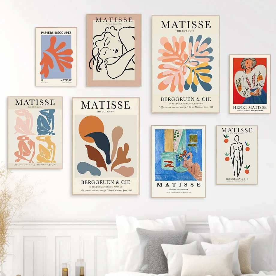 

Vintage Matisse Posters Gallery Museum Home Decor Decoration Abstract Prints Canvas Decorative Painting Interior Wall Art Mural