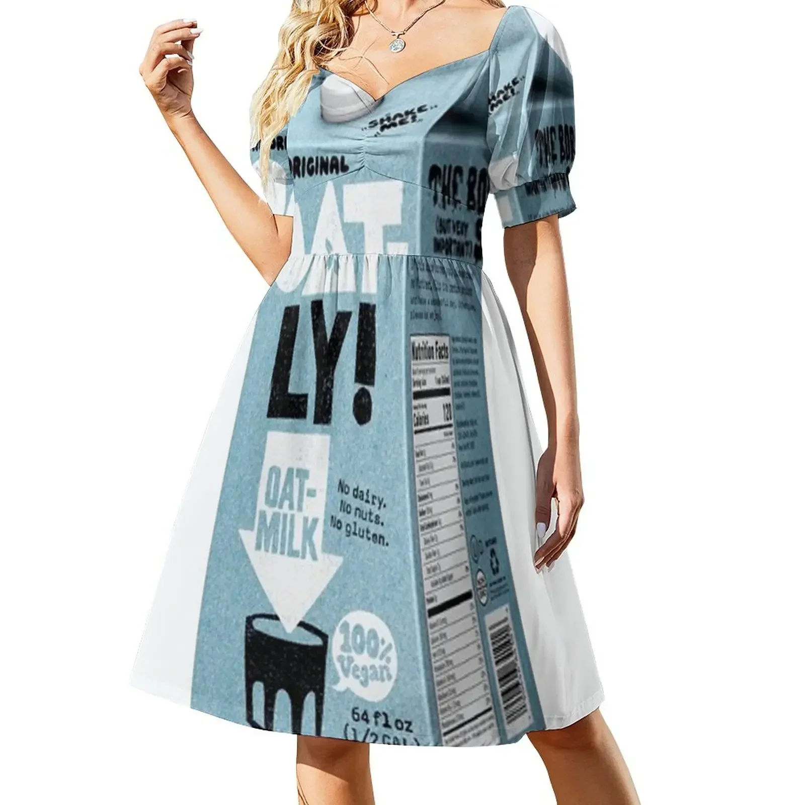 

Vegan Oat Milk Short-Sleeved Dress elegant and pretty women's dresses fairy dress