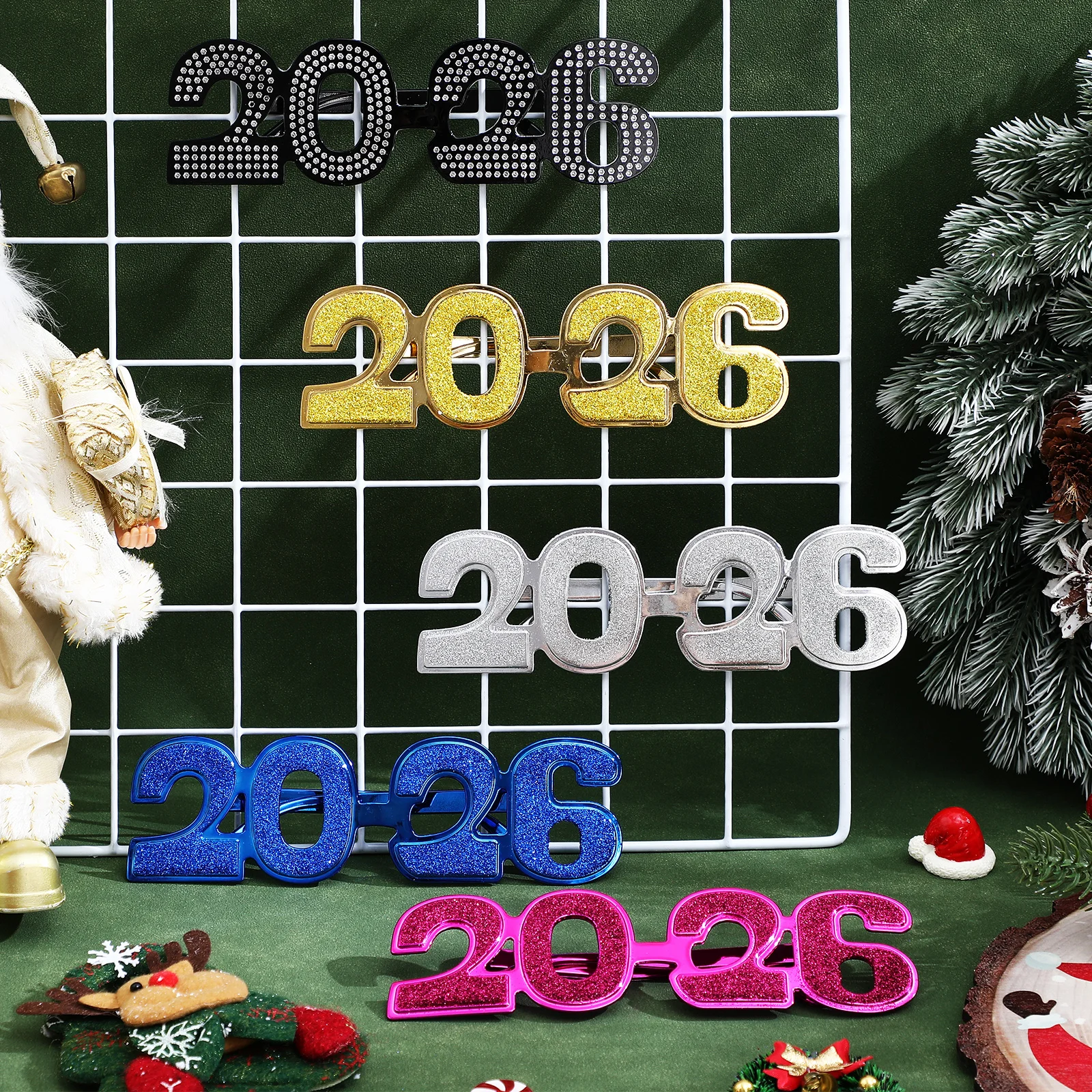 

5Pcs 2026 Graduation Glasses Cool Retro Style Bright Glitter Accents Ideal for Stage Performances Party Games Favors 2026 New