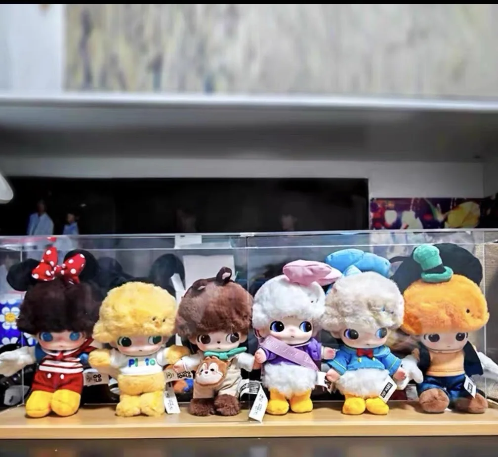 

Genuine Popmart Dimoo World × Disney Series Blind Box Vinyl Plush Keychain Mickey Collection Of Trendy Desktop Ornament Gift