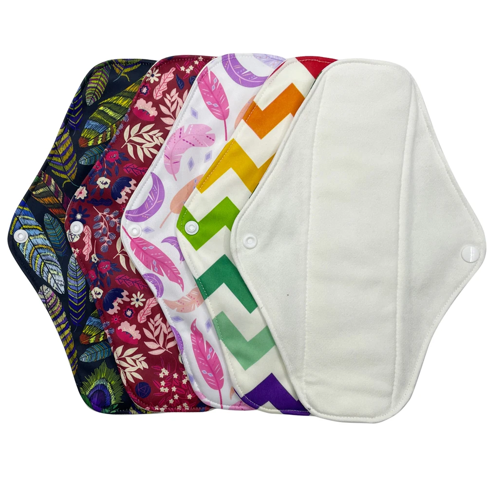 cloth day night pads menstrual pad sanitary pads wholesale, 5pcs lady reusable cloth pads with bamboo cotton inner