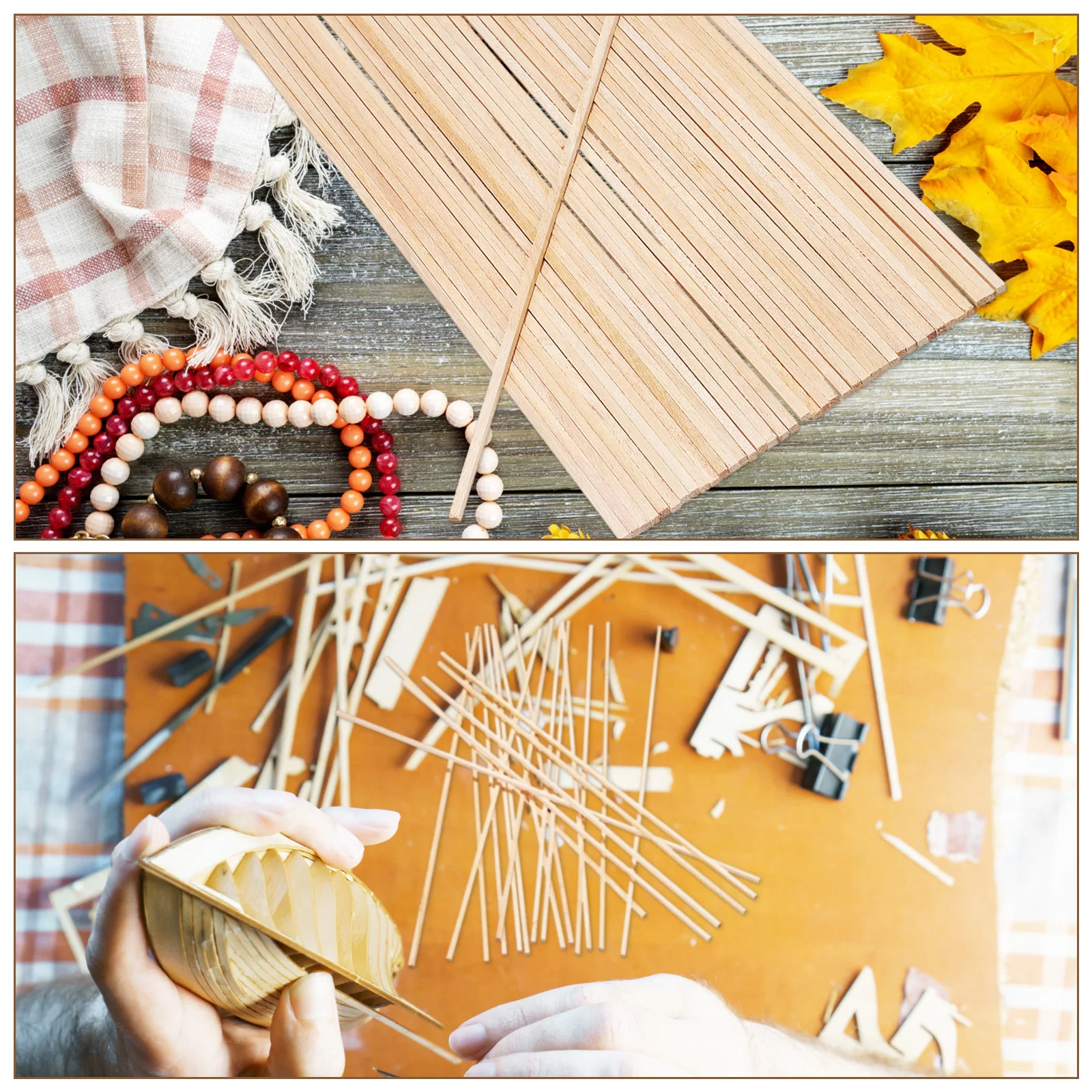 

150 Pcs Wood Strips 300x3x3mm Unfinished Square Dowels Lightweight Durable Material DIY Projects Model Building Sewing