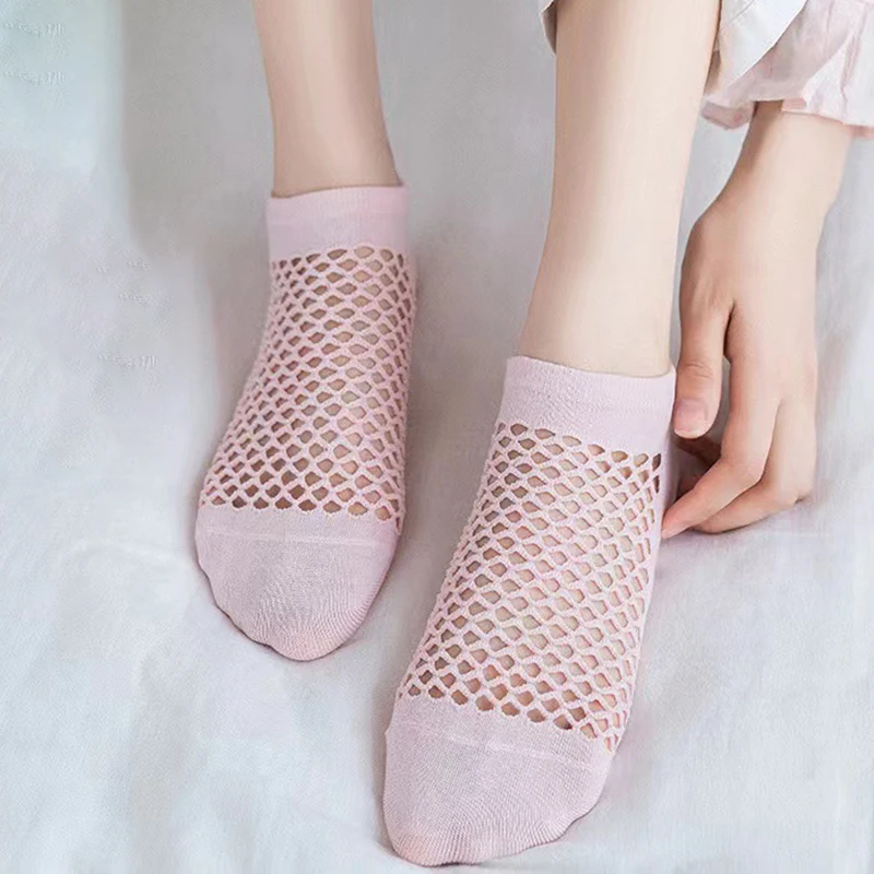 5 Par Damskich Letnich Skarpetek do Kostki z Siateczki w Jednolitym Kolorze, Cienkie, Oddychające, Wygodne, Odporne na Zapachy, Odprowadzające Pot, Codzienne Skarpetki