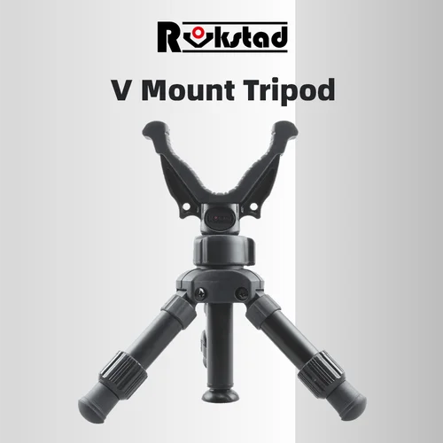 Trípode de tiro de caza profesional, cabeza de yugo en V ajustable, Mini cámara de aluminio, soporte de trípode portátil para disparar al aire libre