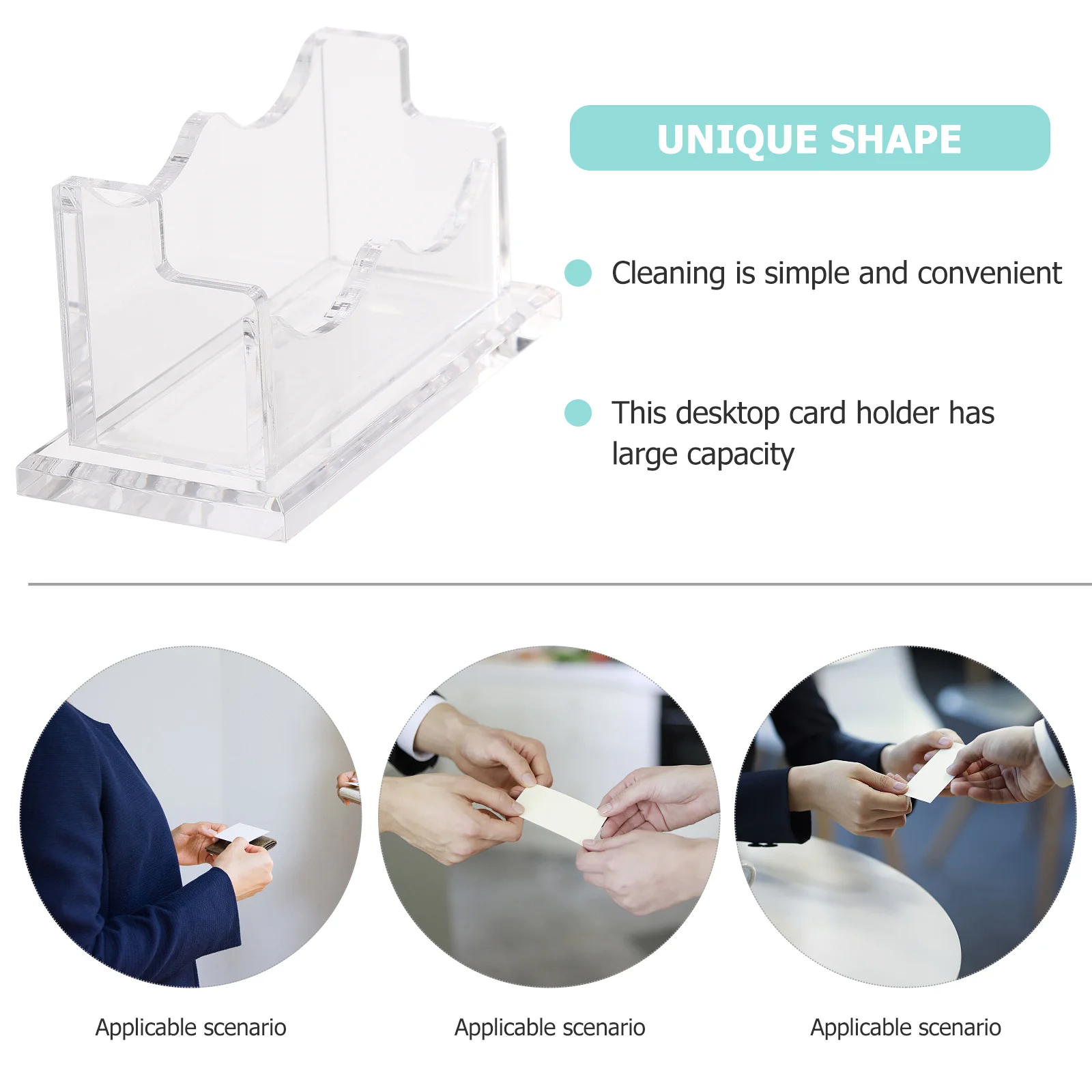 

Transparent Acrylic Card Stand for Desk Business Card Holder Organizer Holds 50-60 Cards Office Home Use Easy to Clean