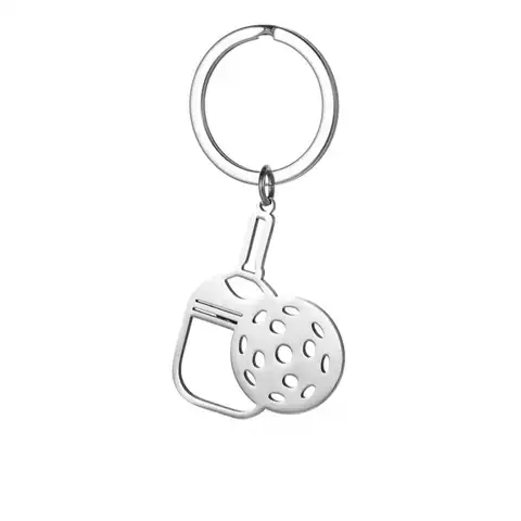 Pickleball Racket Keychain Team Sports Player Fans Stainless Steel Jewelry Women Men Gifts