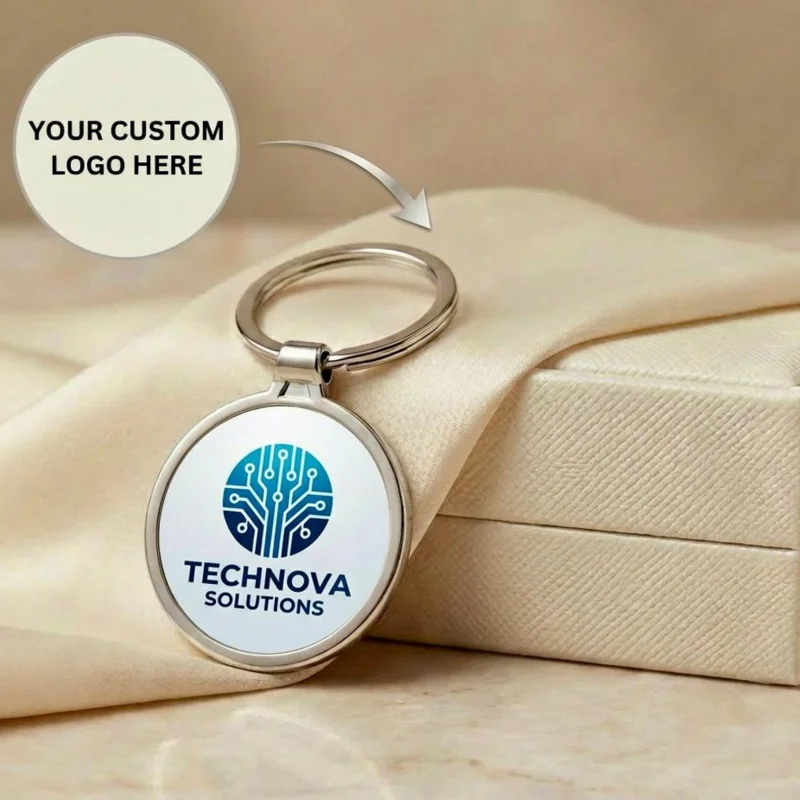 Custom Logo Keyring, Engraved Business Keychain