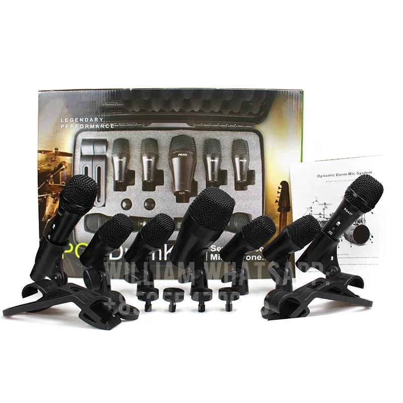 

PGADRUMK7 Microphone System For Snare Guitar Microphone, Bass Drum Guitar Brass Microphone Kit With Accessories