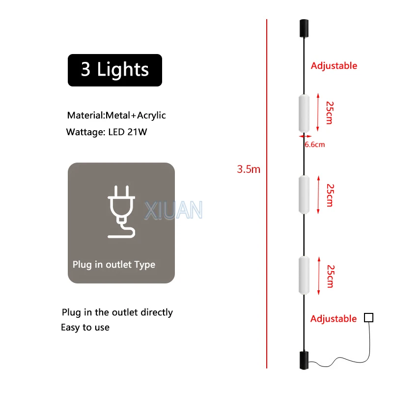 Moderne woonkamer slaapkamer LED-vloerlampen acryl schansen zwart lang hoog plafond vloerlamp voor hotel restaurant binnendecoratie