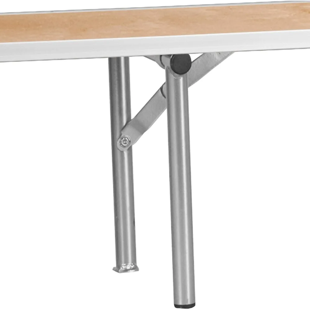 72" X 12" X 12" Birch Bar Counter Riser with Folding Silver Legs, Wooden Foldable Portable Riser