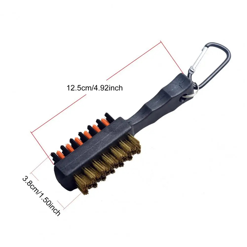

Nylon Bristle Golf Brush Dual Golf Club Brush with Nylon Bristles Carabiner Clip for Golf Bag Lightweight Metal for Enthusiasts