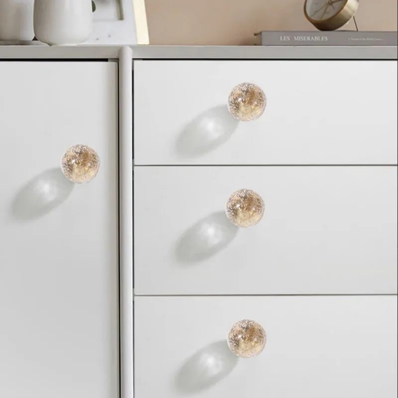 Cabinet Door Handle, Zinc Alloy Bottom Plate, Headboard, Wardrobe, Drawer, Starry Sky Crystal Handle