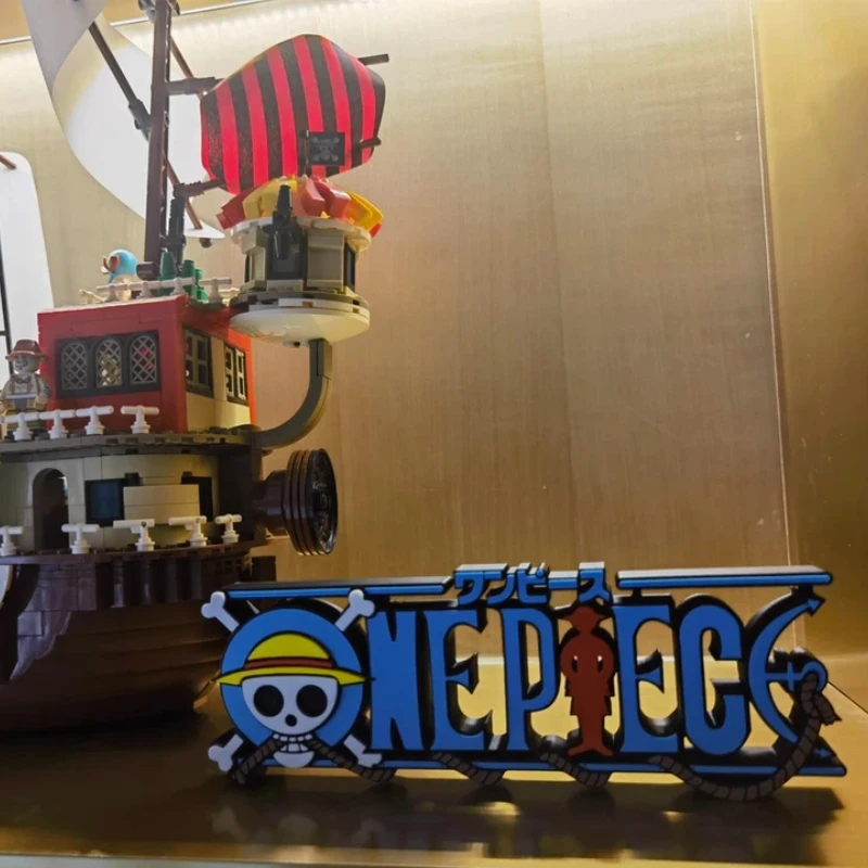 Anime One Piece 3d Logo Standing Sign 3d Printing Handmade Sign Desktop Ornament Collection Model Mainan Hadiah Liburan