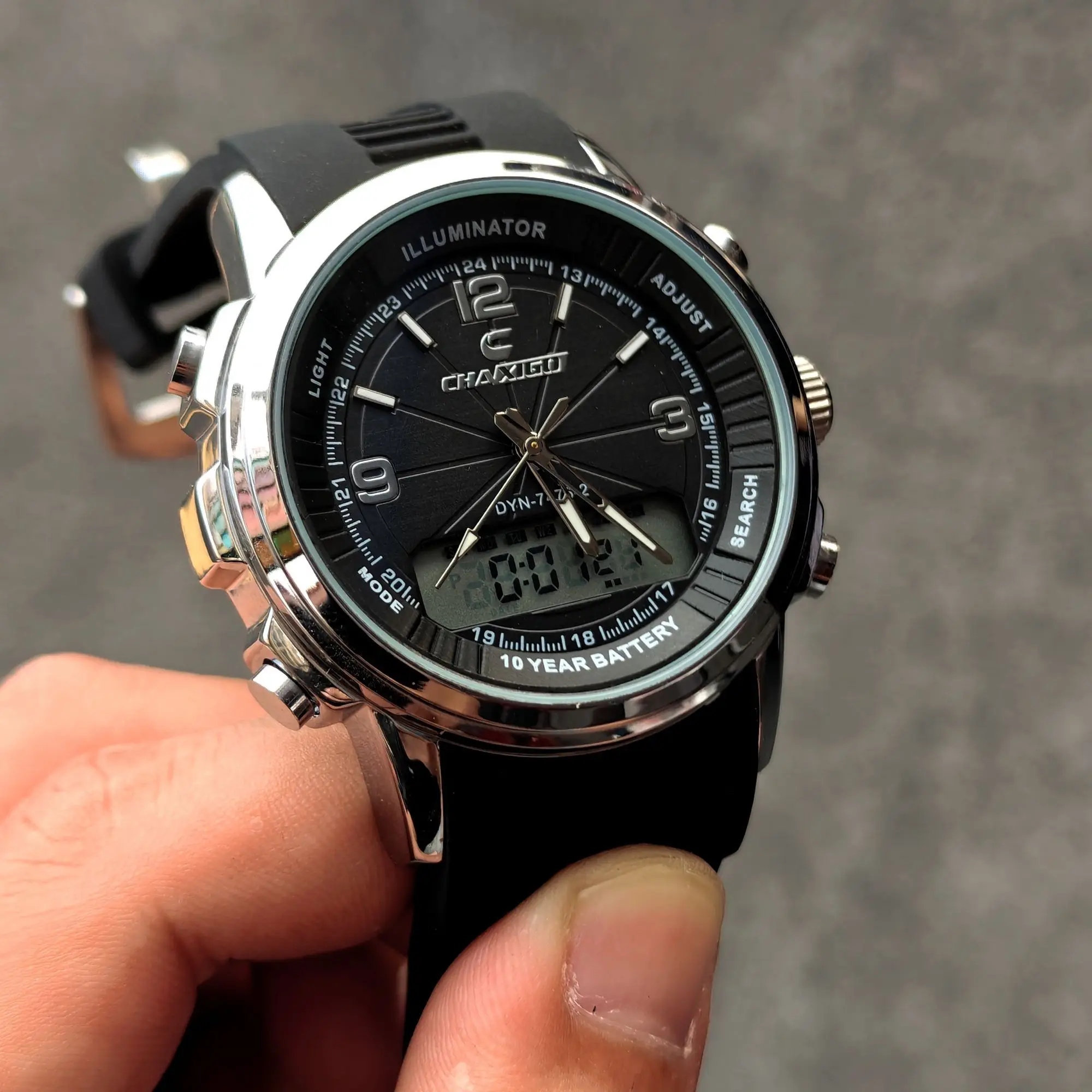 Men's Dual Display Waterproof Luminous Watch, Multifunction