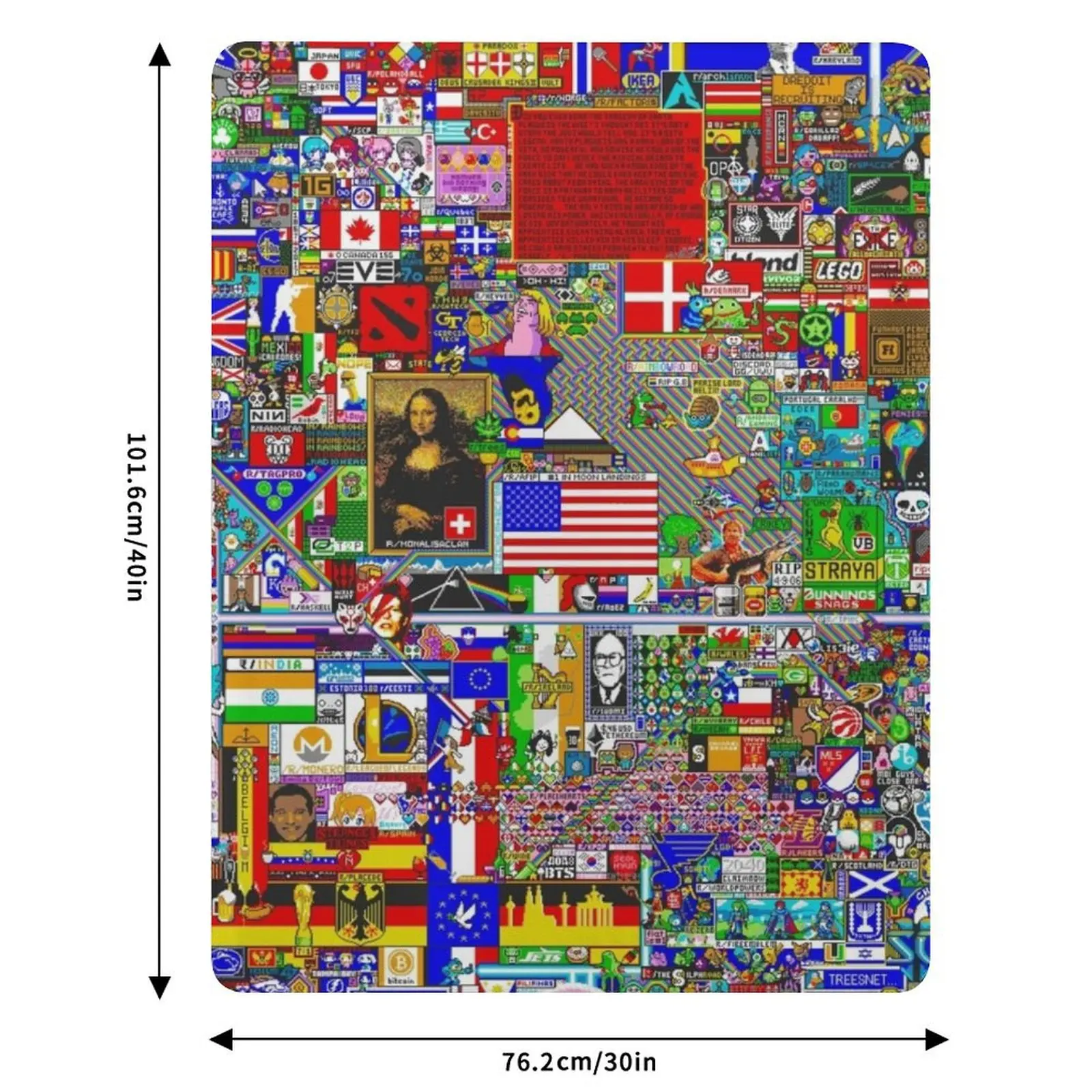 Reddit /r/Place النهائي قماش رمي بطانية البطانيات الأرائك من الديكور المعزي الفاخرة مصمم بطانية أريكة عملاقة #6