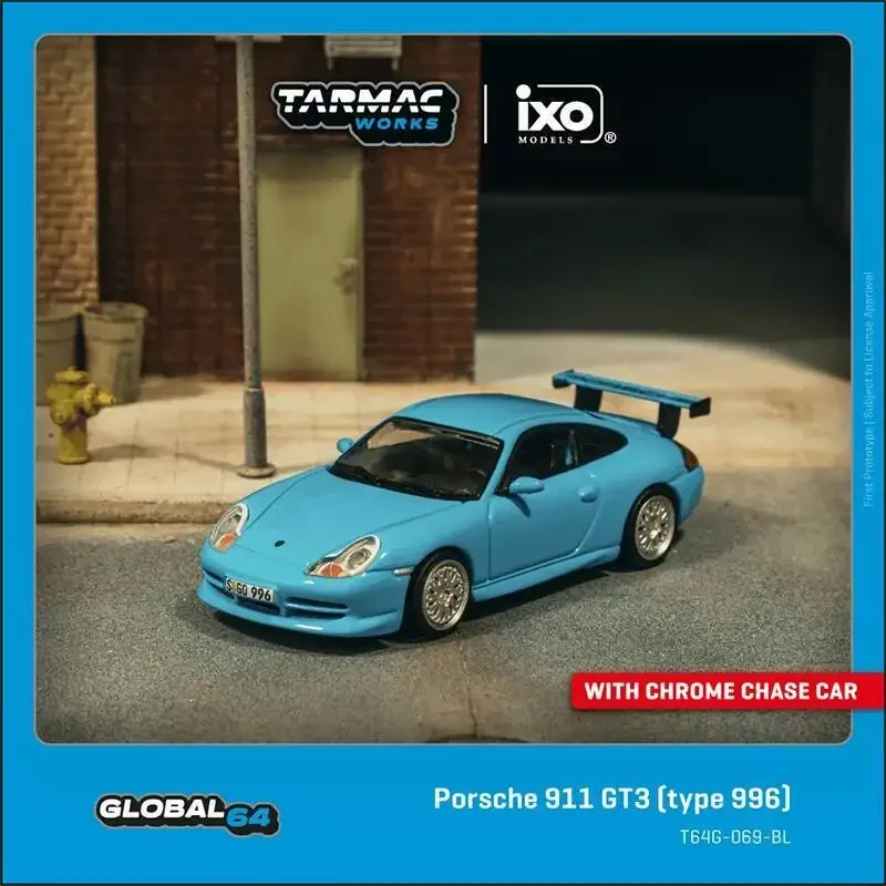 

Предпродажа Tarmac Works 1:64 Porsche 911 GT3 Type 996 Голубой литой под давлением модель автомобиля Коллекция игрушек TW