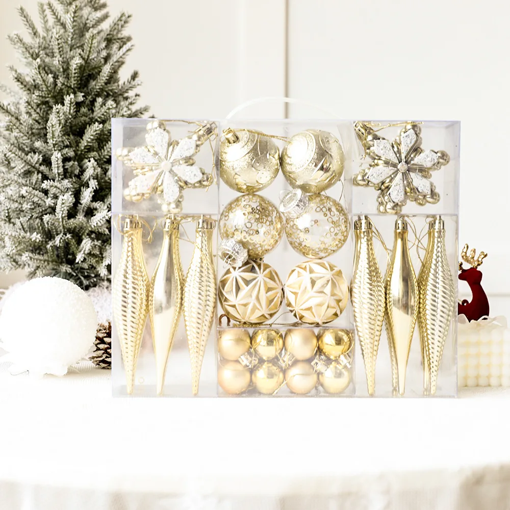 2025 Christmas Ball Hanging Snowflake Navidad Special-shaped Red Gold Pink Ornament Xmas Tree Decoration Pendant Home Decor image 3