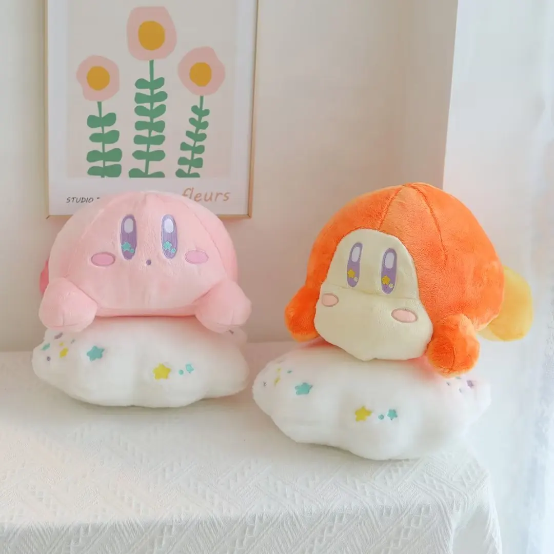 Cute Kirby Lying on the Clouds Plush Toy Lovely Waddle Dee Doll Stuffed Anime Plushies Throw Pillow Back Cushion Birthday Gifts