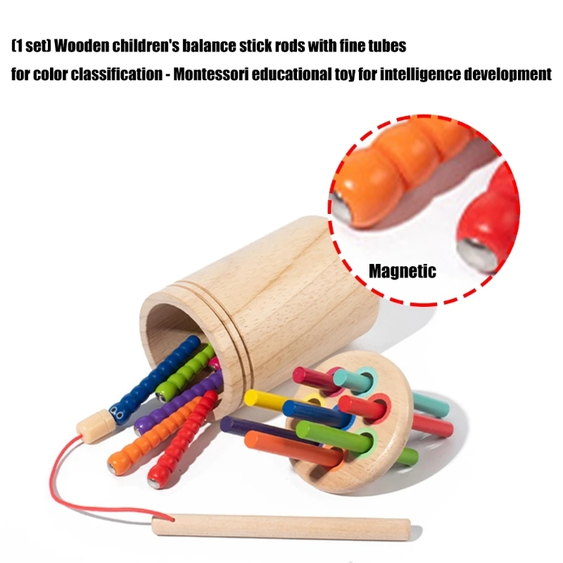 Wooden Sorting Sticks For Kids Color Recognition Balance Training Educational 15UB