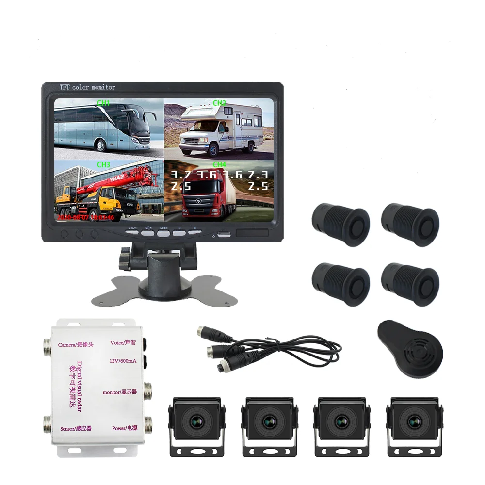 High Quality 7 Inch Truck Rearview Monitor with Four-Channel Monitoring Appliance Truck Parking Sensor System