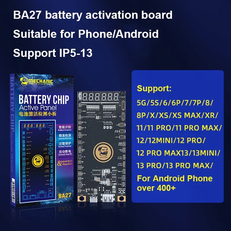 MECHANIC BA27 Battery Activation Board  for Phone 5G-13ProMax Android LED Digital Display  Circuit Board Charging Tester Tool