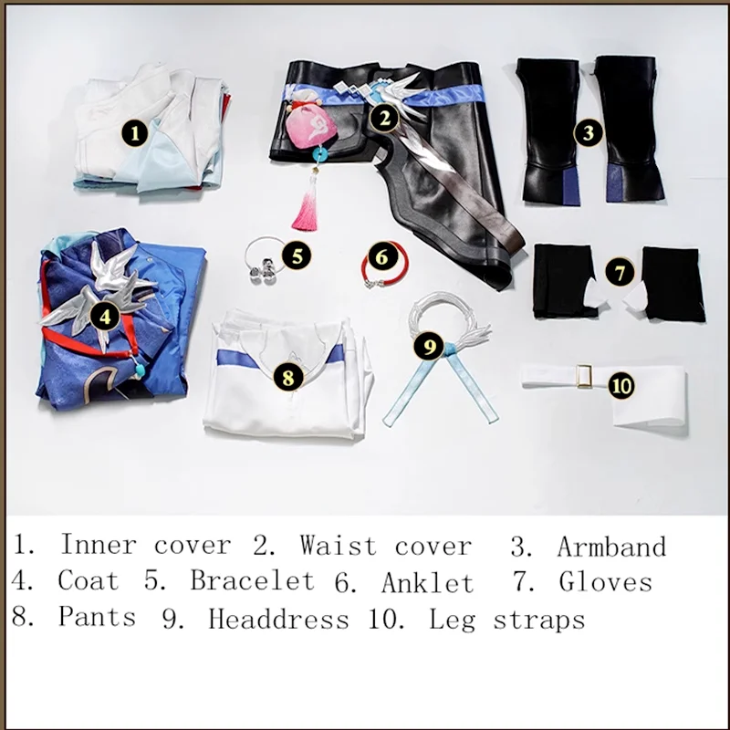 【MiHoYo】2023 New Game Honkai Star Rail  Yanqing Cosplay Costumes Inner Cover Waist Seal Hand Guard Coat Bracelet Gloves Sets