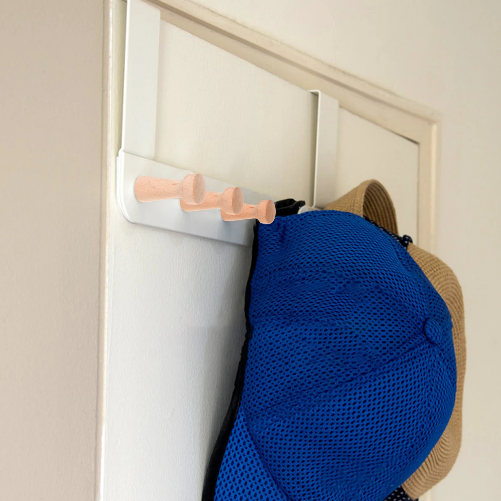 

10 Pcs Hooks Solid Wood Coat Hanger Wall-mounted Door for Decorative Beige Hat Farmhouse