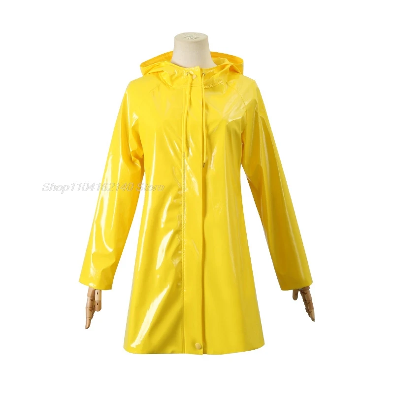 Horror Fairytale Movies Coraline Cosplay Costume Wig Yellow Coat Secret Door Adult Kid Size Halloween Party Scary Roleplay Suit