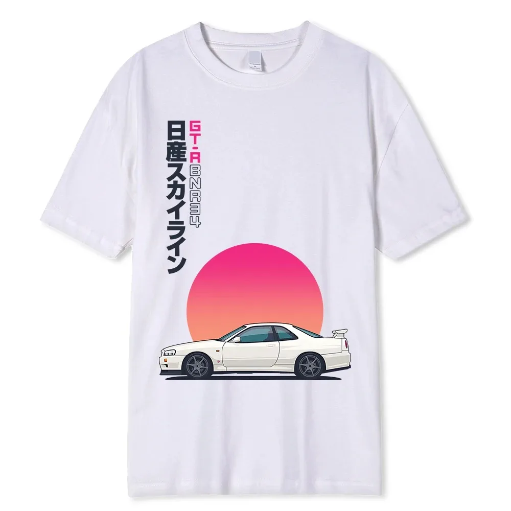 

Initial T Shirt Men Summer 100% Cotton Short Sleeve Tops Japan Casual Printing Clothing Racing Car T shirt Y2K Male Tees-shirt