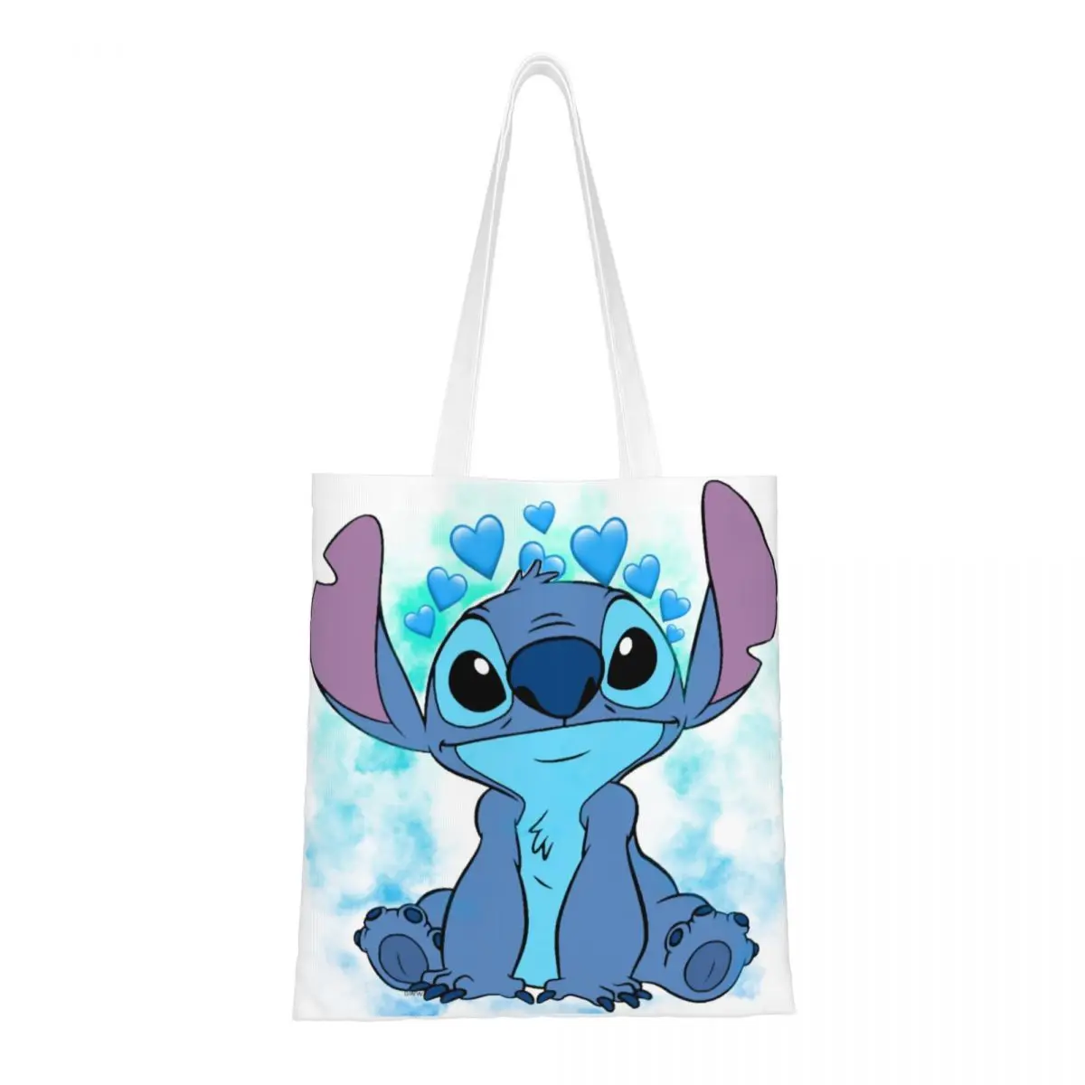 Custom Fashion Cartoon Anime Manga Stitch Shopping Tote Bag Reusable Canvas Grocery Shoulder Shopper Bag