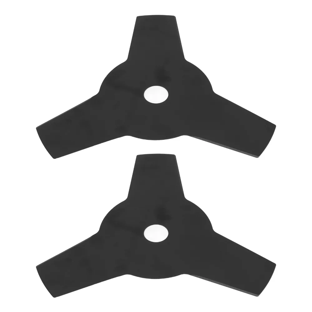 2PCS Durable Black Brush Cutter Blade 3 Teeth Manganese Steel Trimmer Head Blade Sharp Universal Weed Trimmer Blade