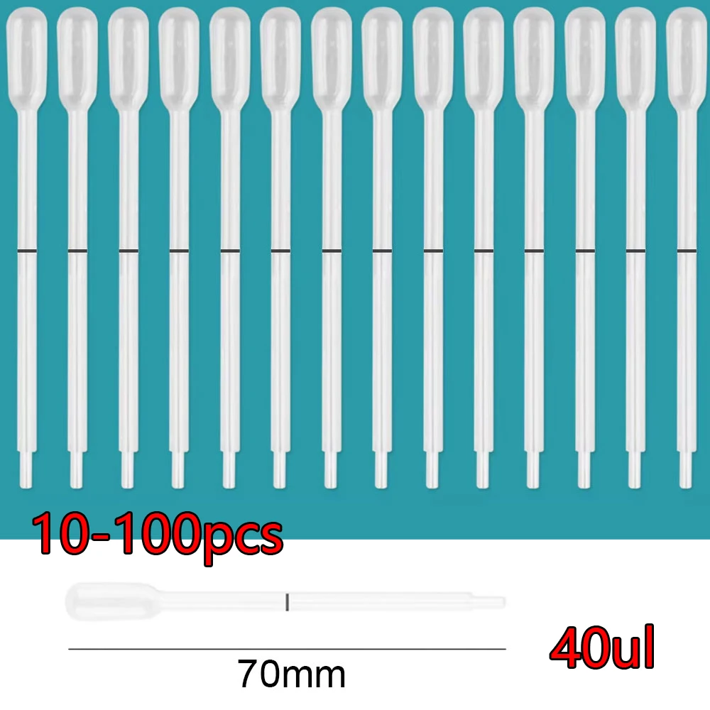 10-100pcs disposable dropper transfer micro pasteur pipette 40ul Blood lipid or hemoglobin tests graduated plastic